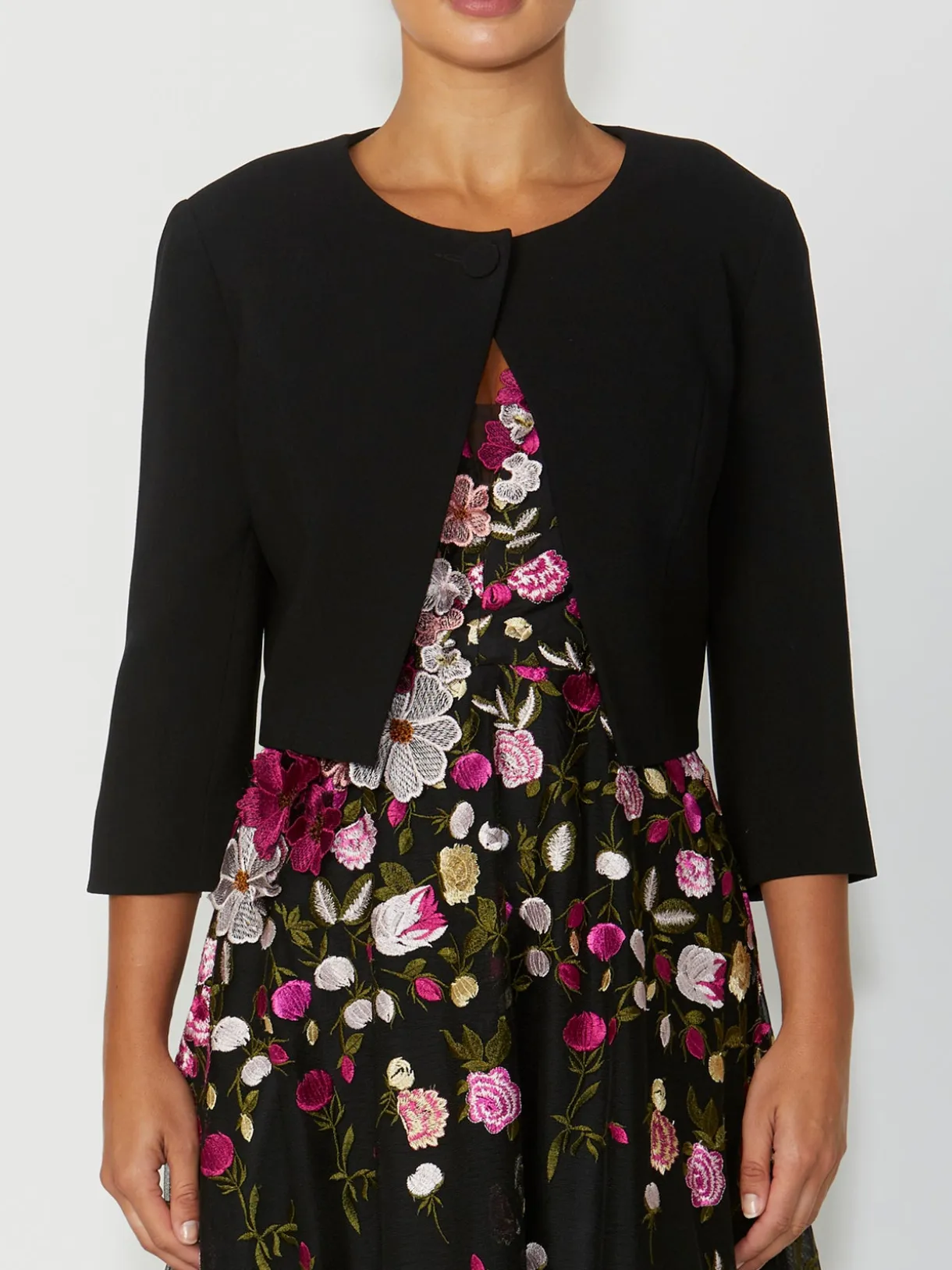 Anthea Crawford Coats & Jackets<Crepe Single Button Jacket Black