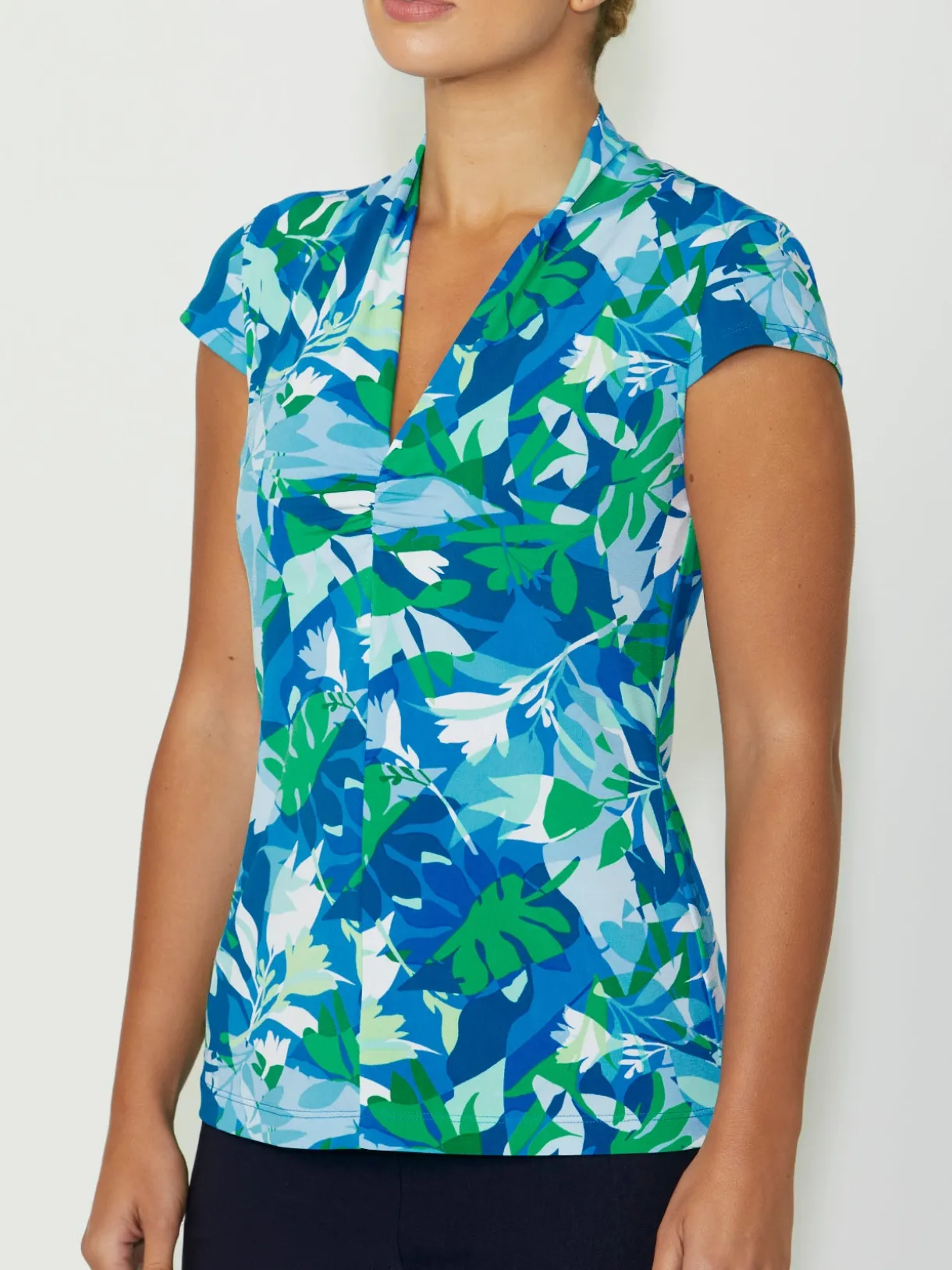 Anthea Crawford Tops<Cora Palm Jersey Top Blue