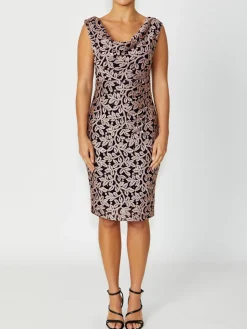 Anthea Crawford Mother Of The Bride|Event Dresses<Elisa Musk Cowl Neck Dress Navy/Musk