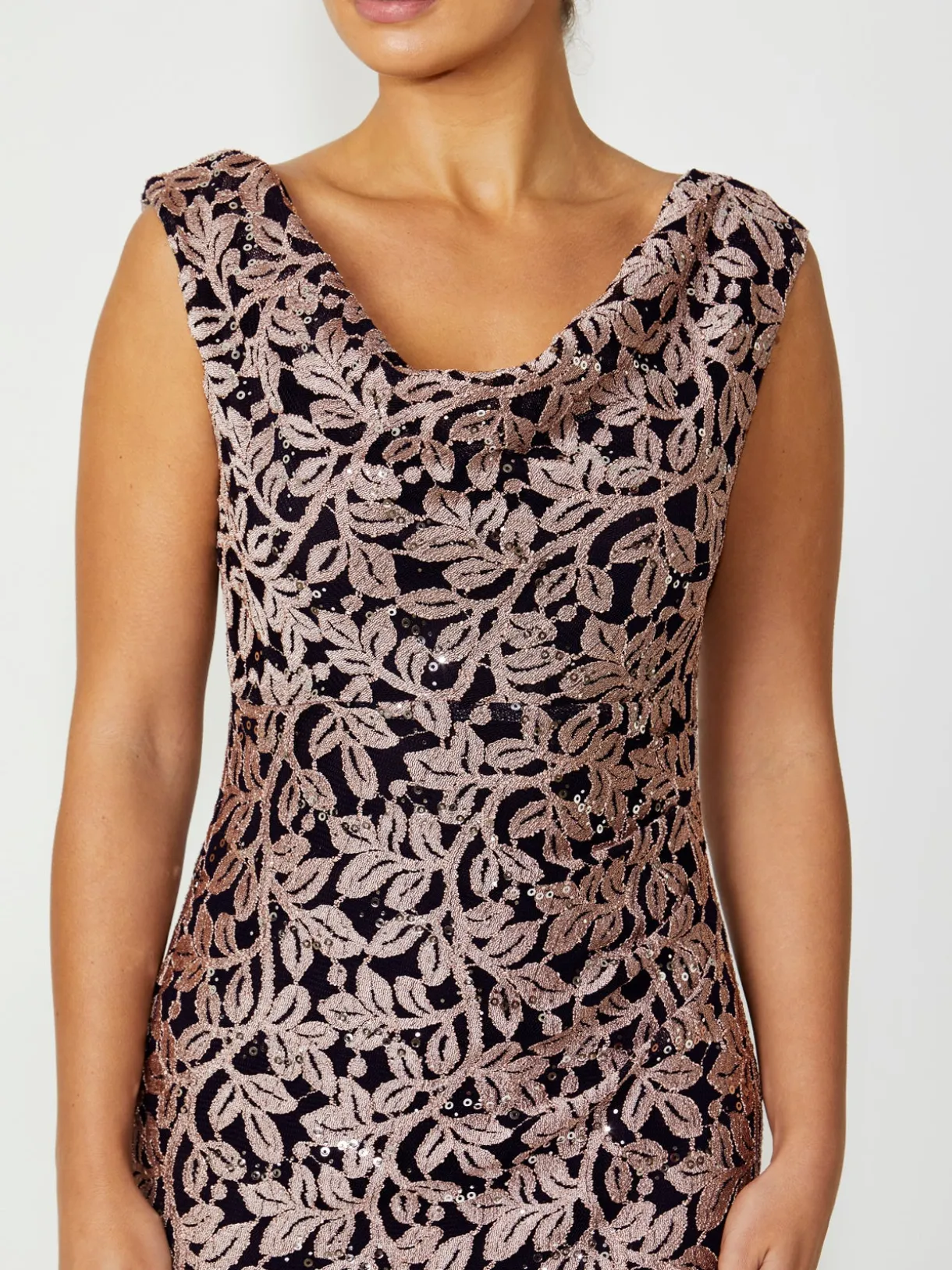 Anthea Crawford Mother Of The Bride|Event Dresses<Elisa Musk Cowl Neck Dress Navy/Musk