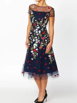 Anthea Crawford Mother Of The Bride|Event Dresses<Leila Embroidered A-Line Dress Navy