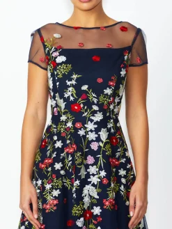 Anthea Crawford Mother Of The Bride|Event Dresses<Leila Embroidered A-Line Dress Navy