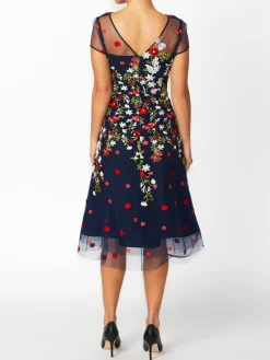 Anthea Crawford Mother Of The Bride|Event Dresses<Leila Embroidered A-Line Dress Navy