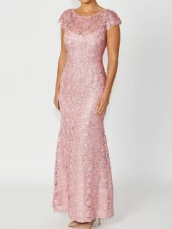 Anthea Crawford Mother Of The Bride|Floor Length Gowns<Millicent Pink Sequin Lace Gown Musk