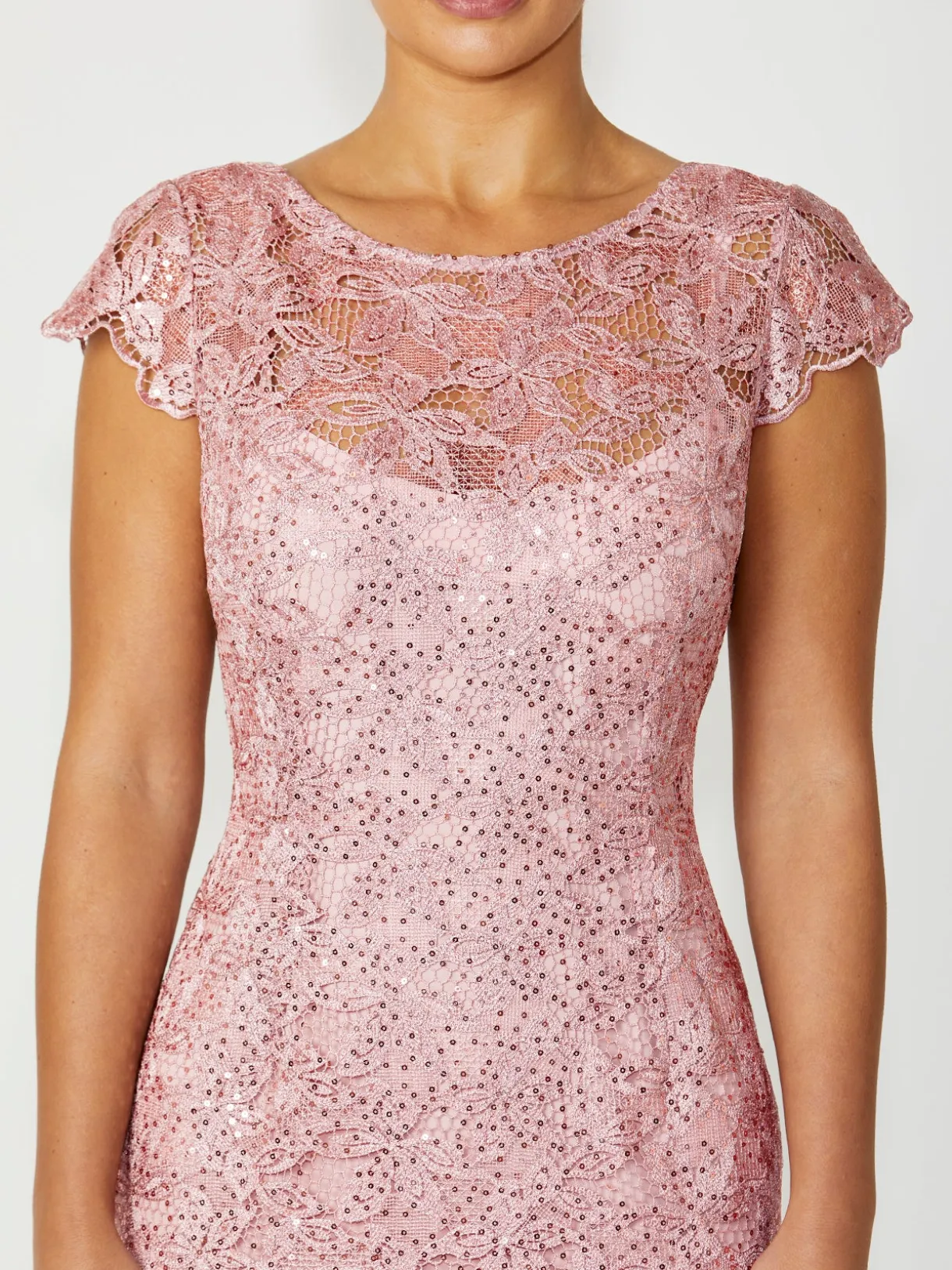 Anthea Crawford Mother Of The Bride|Floor Length Gowns<Millicent Pink Sequin Lace Gown Musk