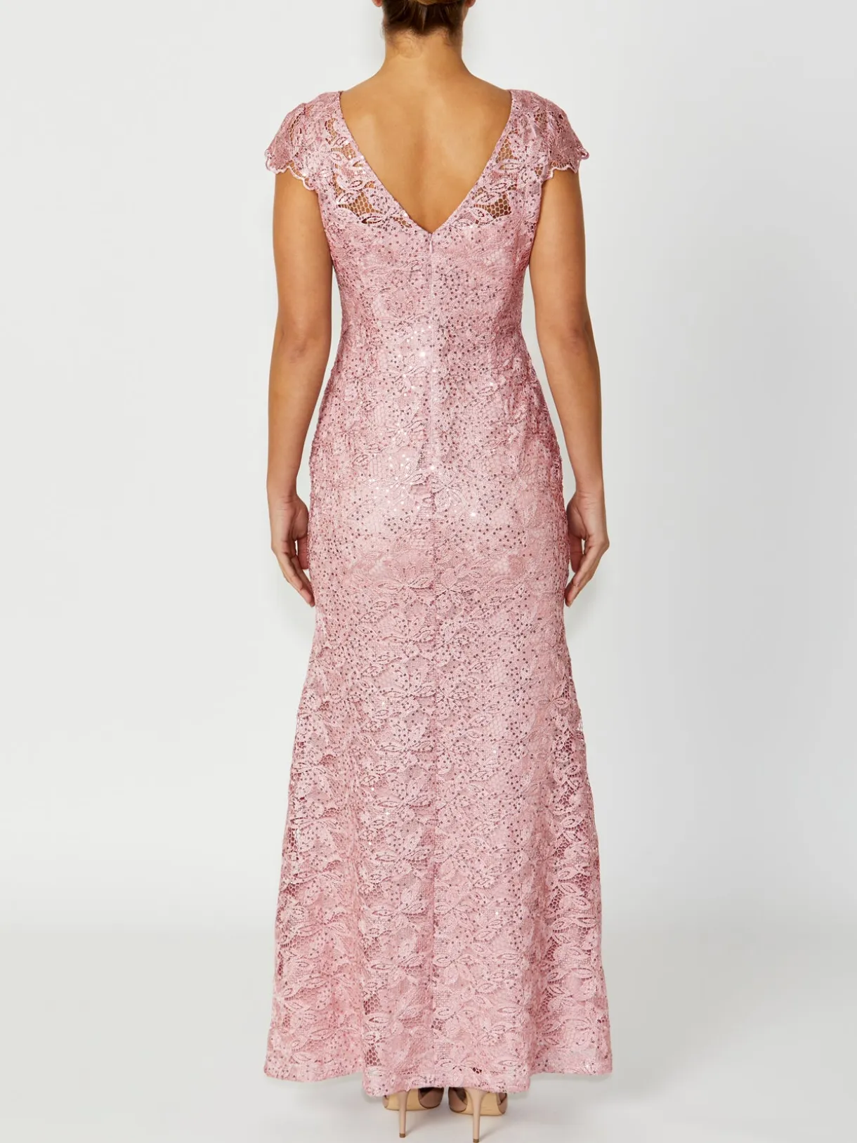 Anthea Crawford Mother Of The Bride|Floor Length Gowns<Millicent Pink Sequin Lace Gown Musk