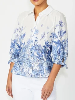 Anthea Crawford Tops<Roberta Cotton Blouse Blue